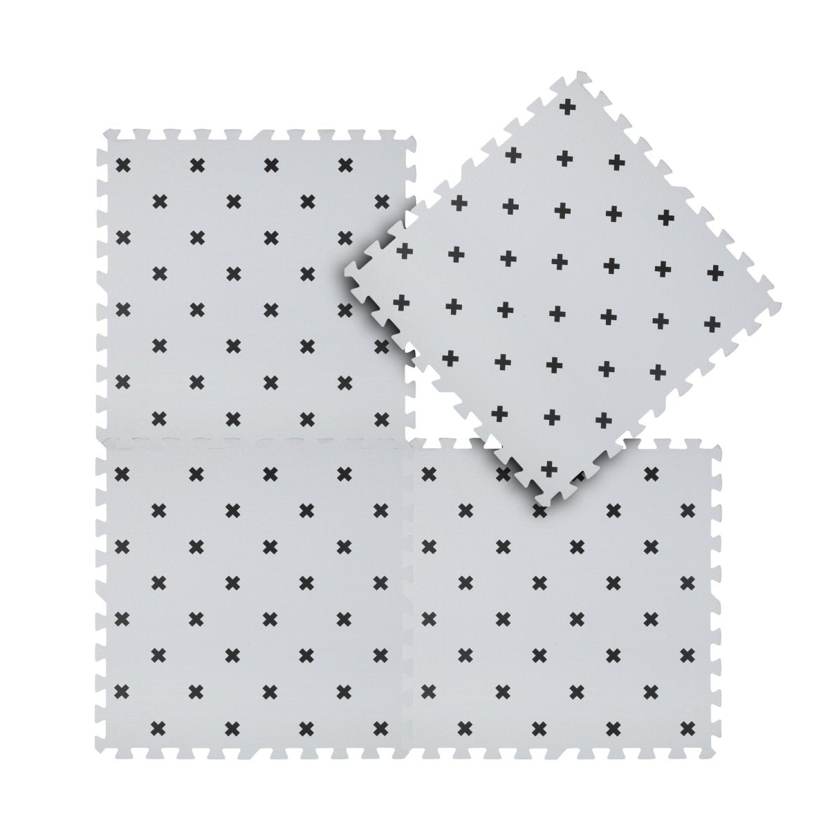 Kind And Me Scandinavian Black Cross Set in White Playmat (Set of 6) - CR-WH-GR