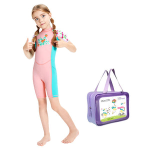 Knee Length Dive Baby Pink Strawberry Printed Kids Swimwear In Upf 50+ Fabric with Free Washbag - 3 - 4 Years Swim