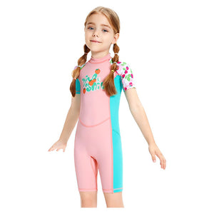 Knee Length Dive Baby Pink Strawberry Printed Kids Swimwear In Upf 50+ Fabric with Free Washbag - 3 - 4 Years Swim