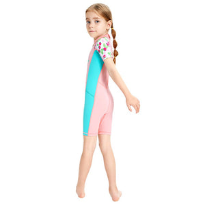 Knee Length Dive Baby Pink Strawberry Printed Kids Swimwear In Upf 50+ Fabric with Free Washbag - 3 - 4 Years Swim