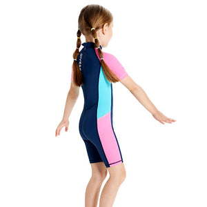 Knee Length Dive Navy Mermaid Color Block Printed Kids Swimwear In Upf 50+ Fabric with Free Washbag - 3 - 4 Years Swim