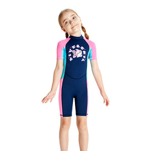 Knee Length Dive Navy Mermaid Color Block Printed Kids Swimwear In Upf 50+ Fabric with Free Washbag - 3 - 4 Years Swim