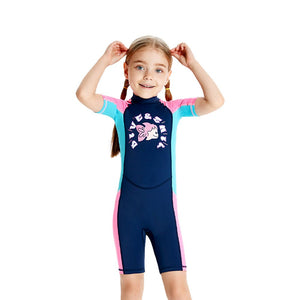 Knee Length Dive Navy Mermaid Color Block Printed Kids Swimwear In Upf 50+ Fabric with Free Washbag - 3 - 4 Years Swim