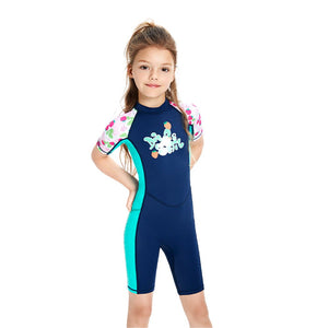 Knee Length Dive Navy Strawberry Printed Kids Swimwear In Upf 50+ Fabric with Free Washbag - 3 - 4 Years Swim