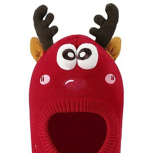 Knitted Christmas Reindeer theme Winter Cap covering Neck , Ears and Head - Little Surprise BoxKnitted Christmas Reindeer theme Winter Cap covering Neck , Ears and Head