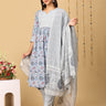Koyla Grey Maternity and Nursing Kurta Set With Dupatta - MEW - SK - KOYG - S