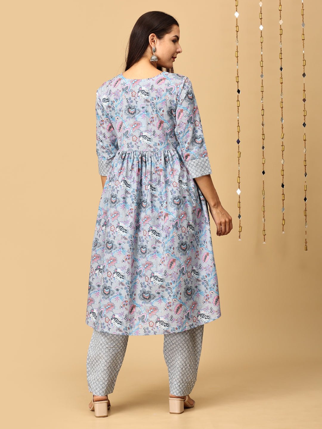 Koyla Grey Maternity and Nursing Kurta Set With Dupatta - MEW - SK - KOYG - S