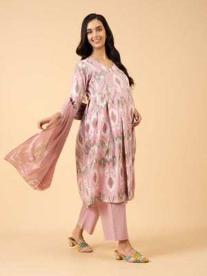 Kusum Maternity and Nursing Kurta Set With Dupatta - S Maternity Ethnic Set