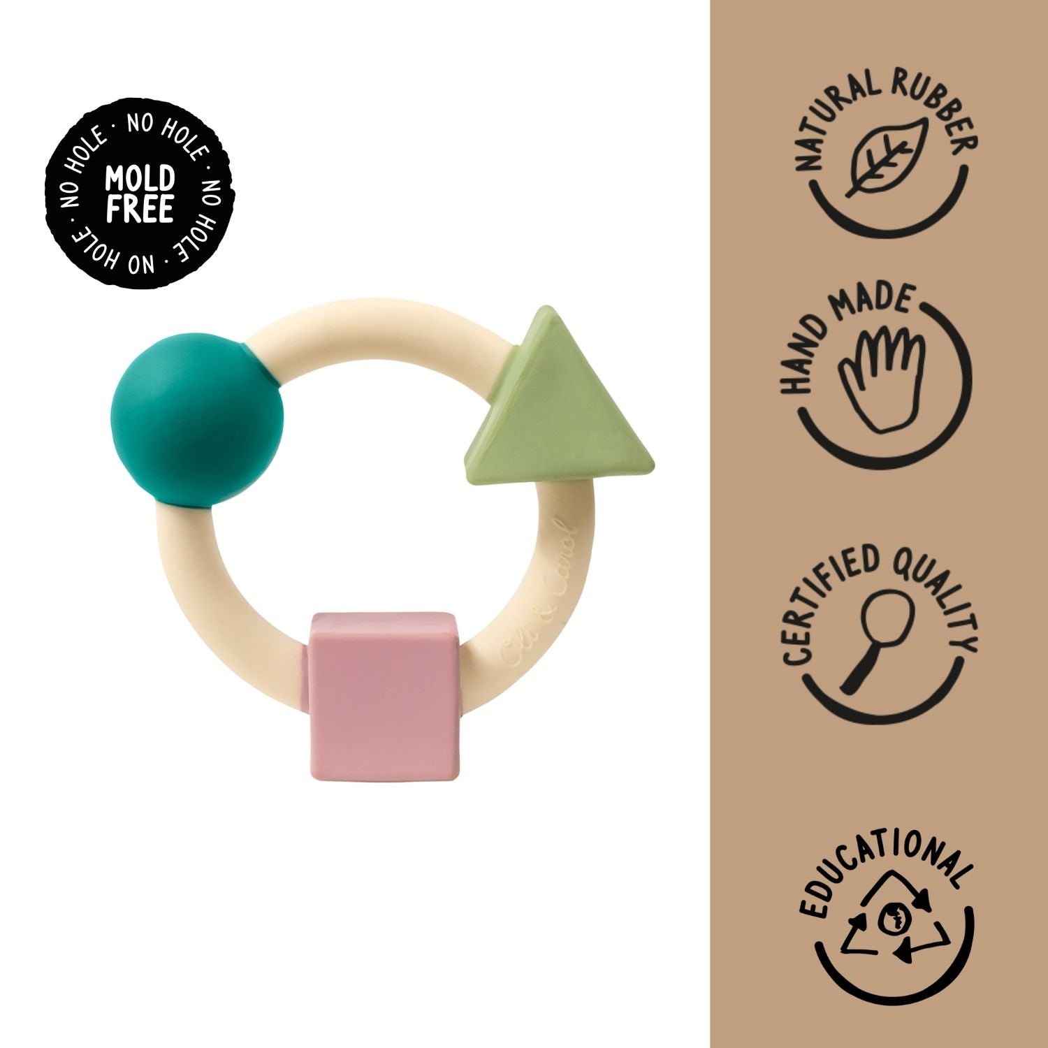 Oli & Carol Shapes Teething Ring Soft Colors Baby