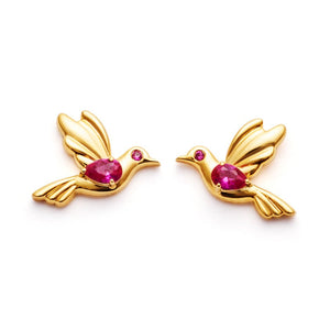 Ladybug Birdsong Earrings - 18 Carat Kids Jewellery