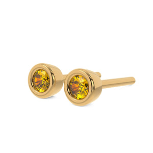 LadyBug Halo Citrine Earrings - 14 K Kids Jewellery