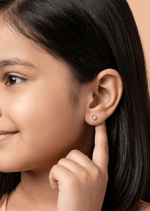 LadyBug Halo Diamond Earrings - 14 k Kids Jewellery