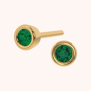LadyBug Halo Emerald Earrings - 14 k Kids Jewellery