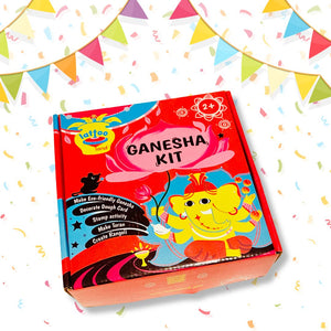 LattooLand Ganesha Kit - Set of dough tubs, Stamp, Stencil, Rangoli Powder, Toran making kit - GANESHA_T