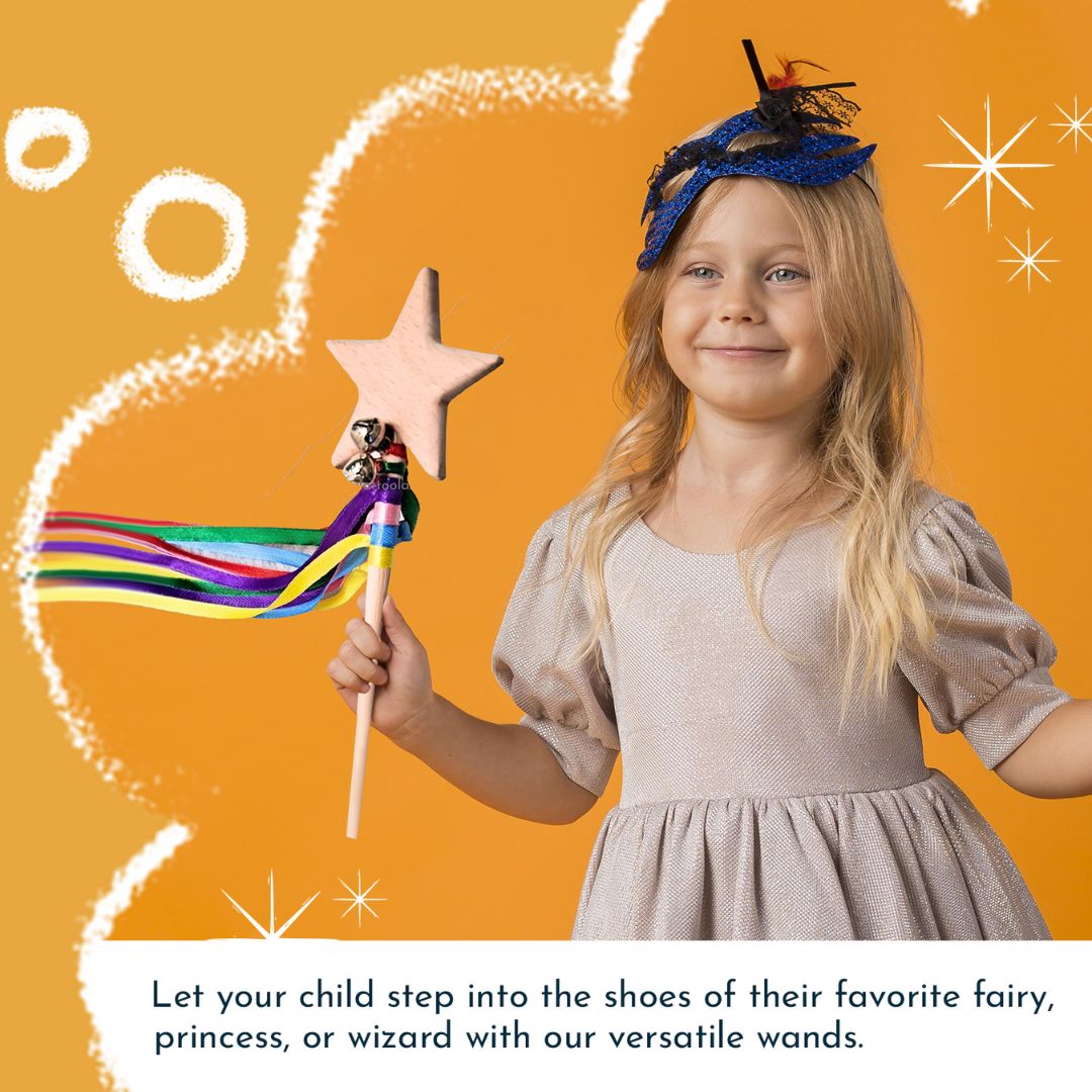 Lattooland Wooden Wand | Wizard Wand | Star Wand | Fairy Wand for Kids - Toys