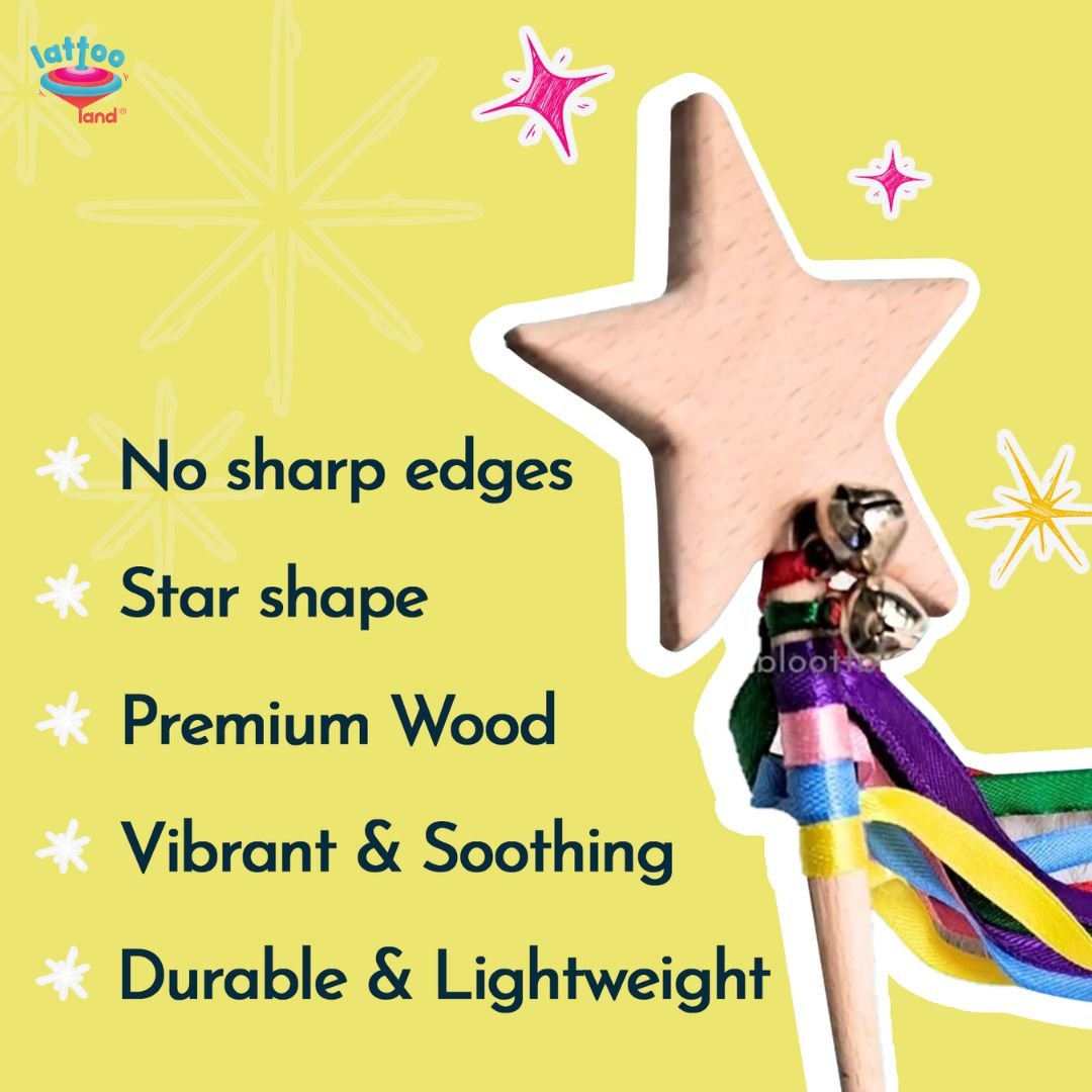 Lattooland Wooden Wand | Wizard Wand | Star Wand | Fairy Wand for Kids - Toys
