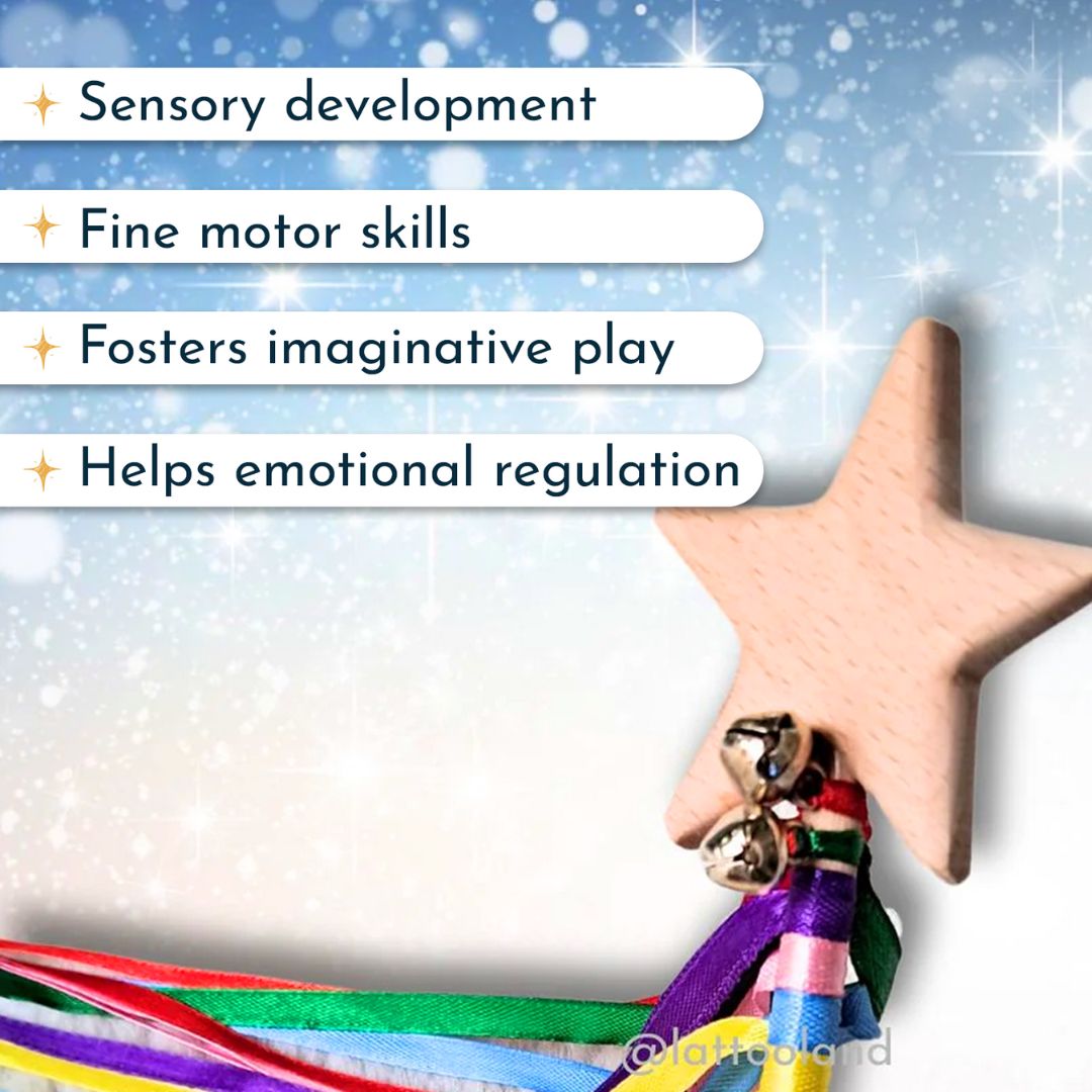 Lattooland Wooden Wand | Wizard Wand | Star Wand | Fairy Wand for Kids - Toys