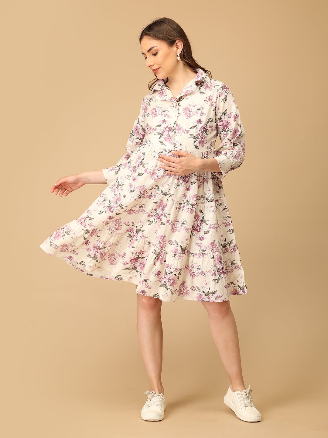 Lav - ish Blooms Maternity and Nursing Dress - DRS - SF - LVIBL - S