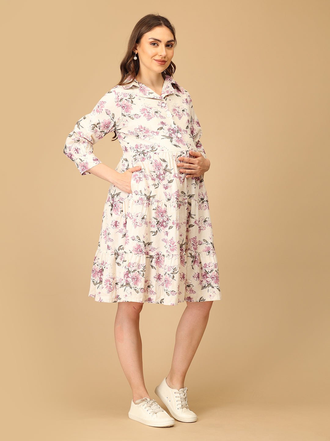 Lav - ish Blooms Maternity and Nursing Dress - DRS - SF - LVIBL - S