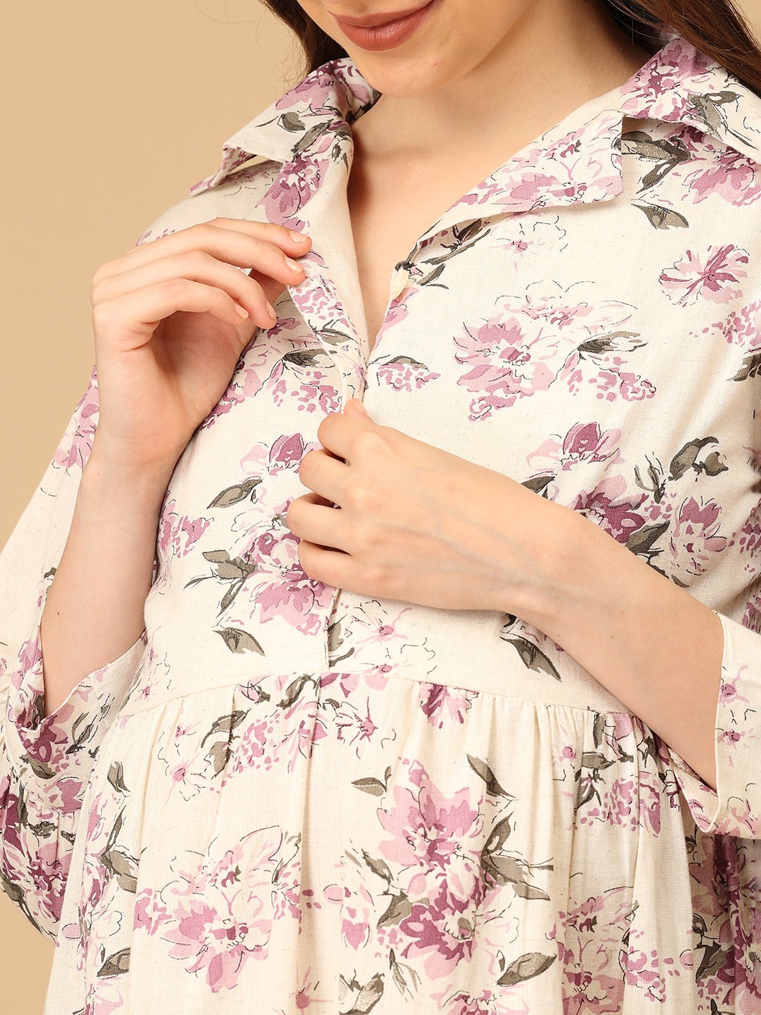 Lav - ish Blooms Maternity and Nursing Dress - DRS - SF - LVIBL - S