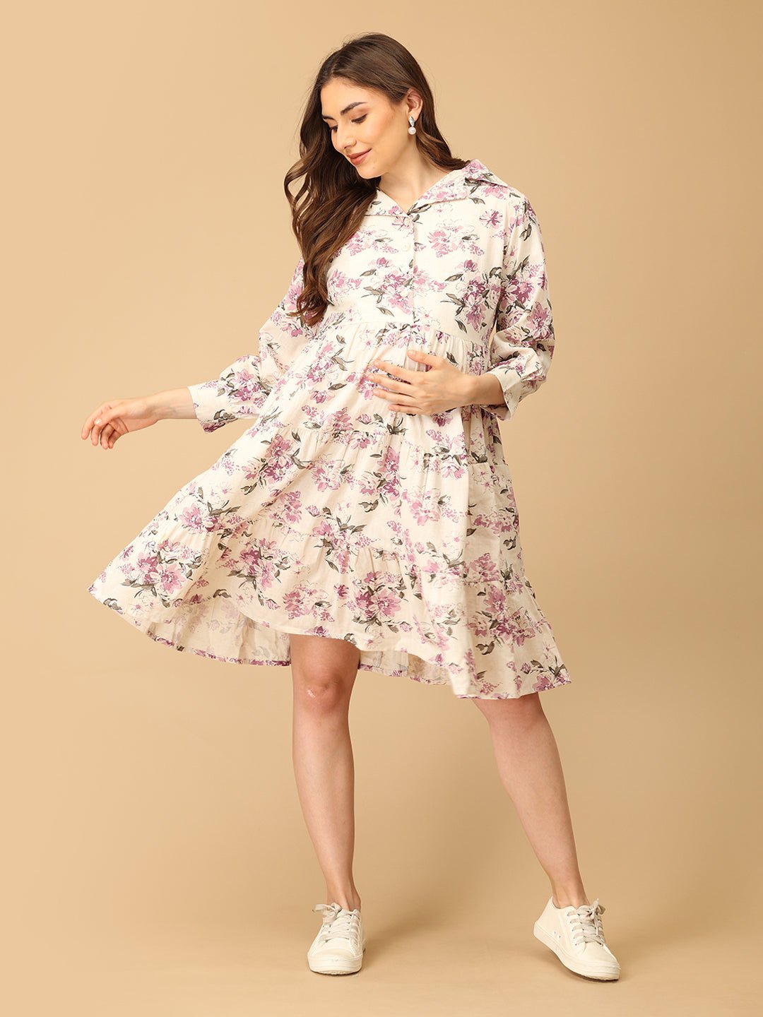 Lav - ish Blooms Maternity and Nursing Dress - DRS - SF - LVIBL - S