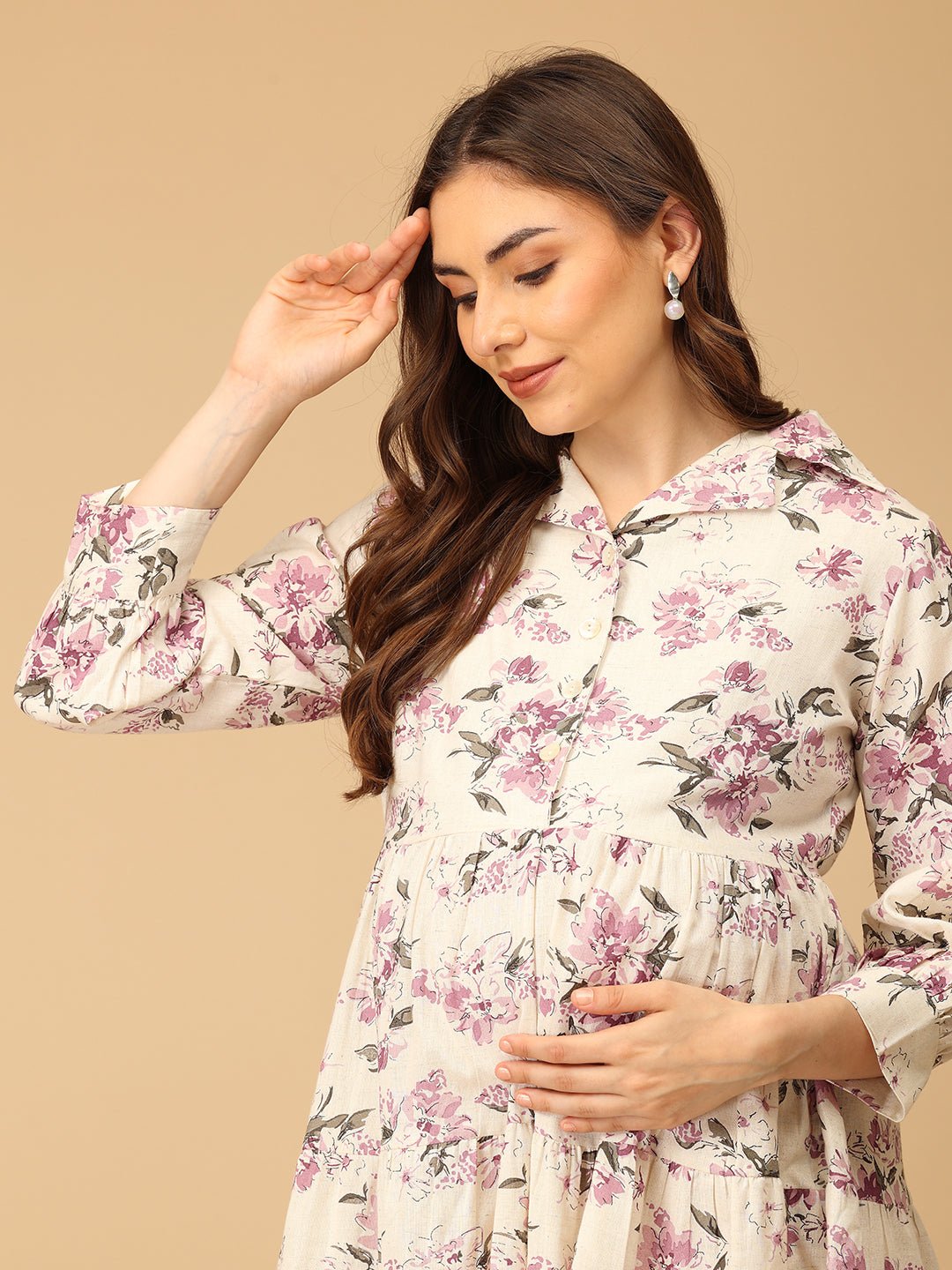Lav - ish Blooms Maternity and Nursing Dress - DRS - SF - LVIBL - S