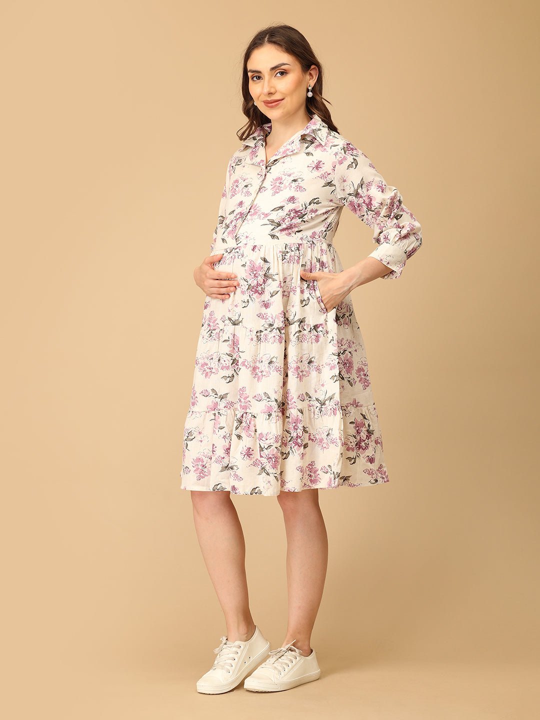 Lav - ish Blooms Maternity and Nursing Dress - DRS - SF - LVIBL - S