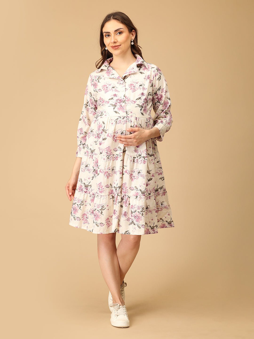 Lav - ish Blooms Maternity and Nursing Dress - DRS - SF - LVIBL - S