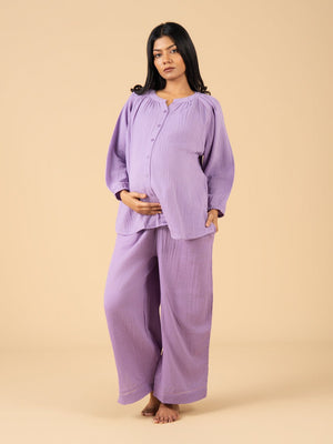 Lav-ish Dreams Maternity and Nursing Nightwear Set - Lavender Maternity Nightwear Set