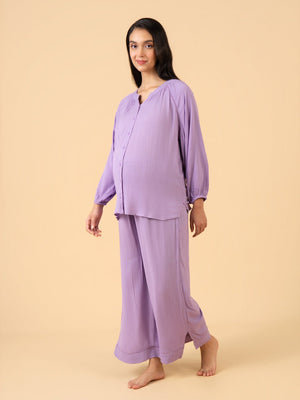 Laven-Dare to Dream Maternity and Nursing Nightwear Set - Lavender Maternity Nightwear Set