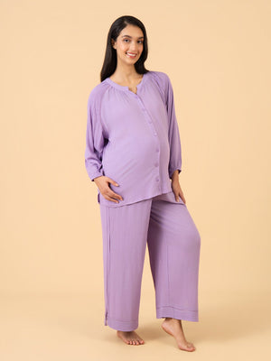Laven-Dare to Dream Maternity and Nursing Nightwear Set - Lavender Maternity Nightwear Set