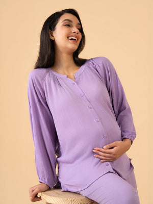 Laven-Dare to Dream Maternity and Nursing Nightwear Set - Lavender Maternity Nightwear Set