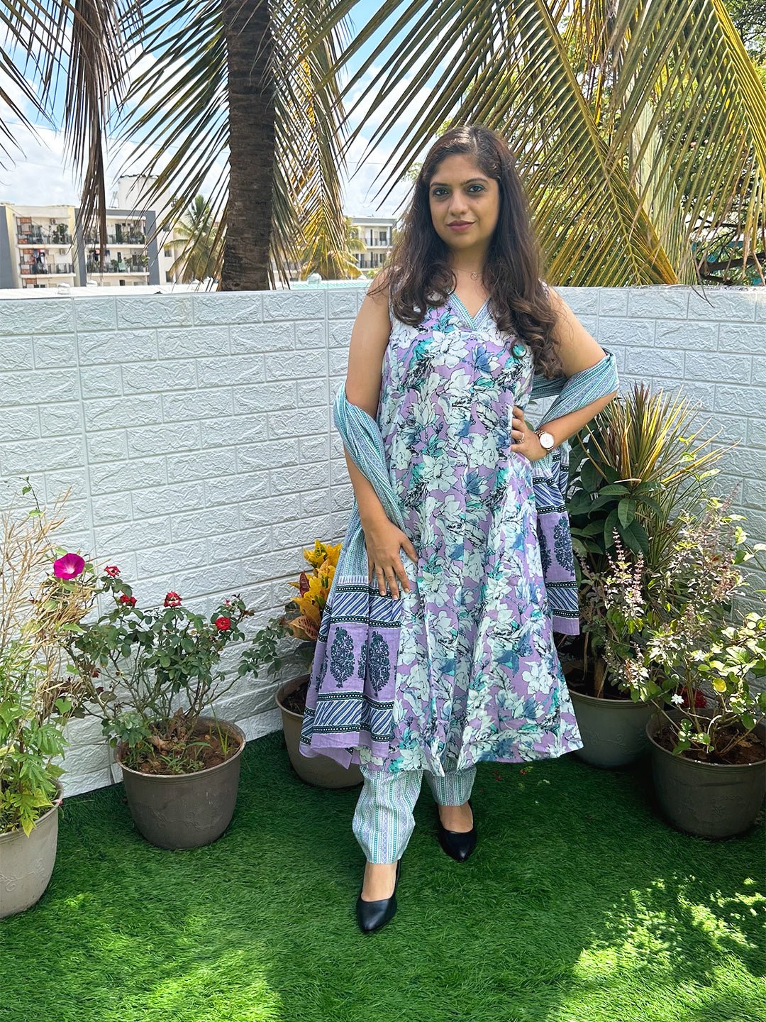 Lavender Dusk Maternity and Nursing Sleeveles Kurta Set With Dupatta - MEW - SK - LVDS - S