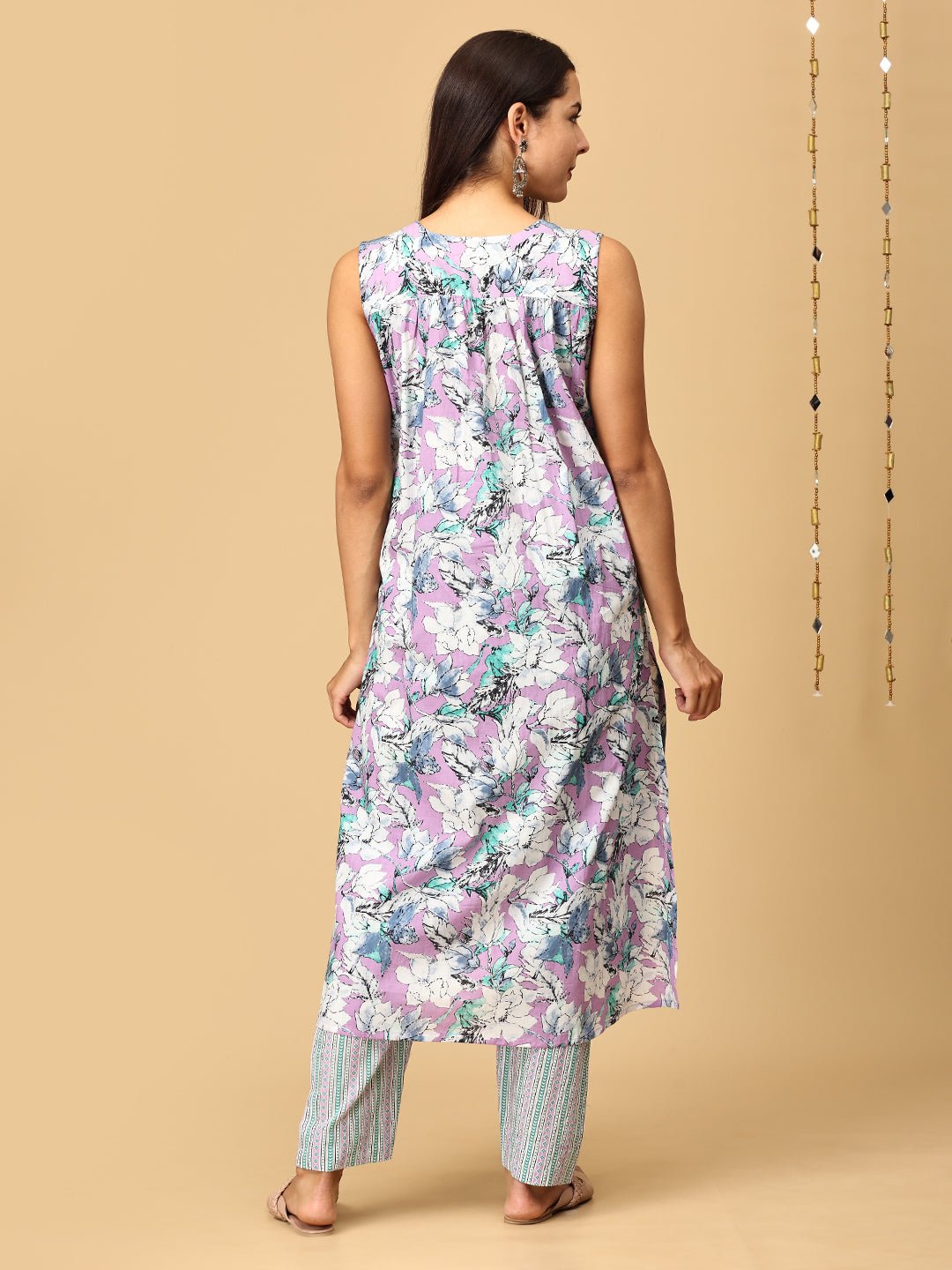 Lavender Dusk Maternity and Nursing Sleeveles Kurta Set With Dupatta - MEW - SK - LVDS - S