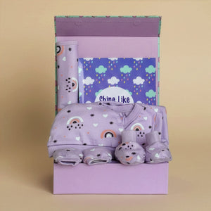 Lavender Pixie 4 PCS New Born Gift Hamper Set - Glitter - Lavender Gift Box