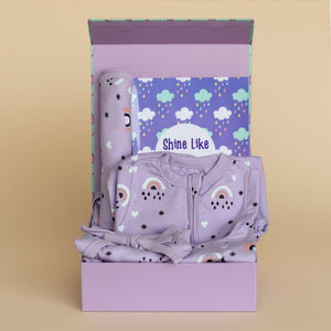Lavender Pixie 5 PCS New Born Gift Hamper Set - Shimmer - Lavender Gift Box