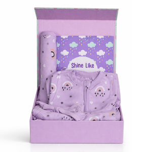 Lavender Pixie 5 PCS New Born Gift Hamper Set - Shimmer - Lavender Gift Box
