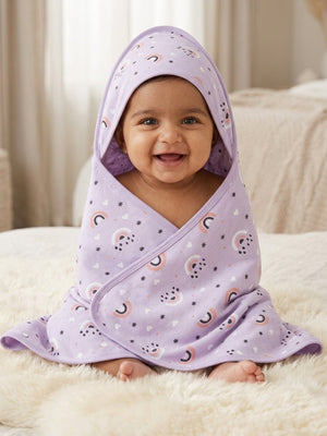 Lavender Twinkle - Hooded Towel Blanket - 0 - 3 Months Baby Hooded Towel Wraps