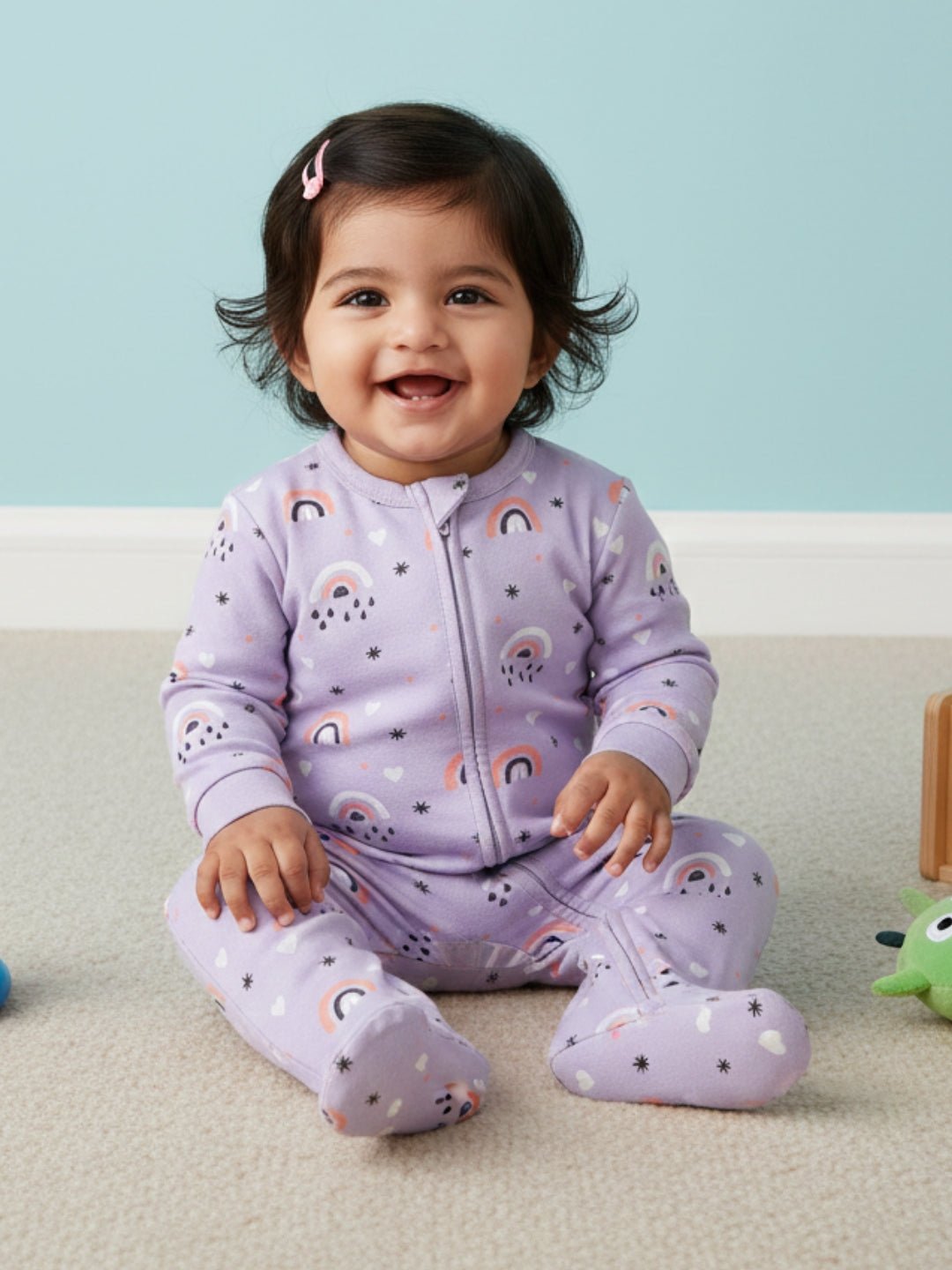 Lavender Twinkle Infant Zipper Romper - Preemie Baby Romper