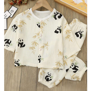 Lazy Panda, Organic Crushed soft Muslin Cotton Kids Nightsuit - 4 - 5 Years Nightsuits