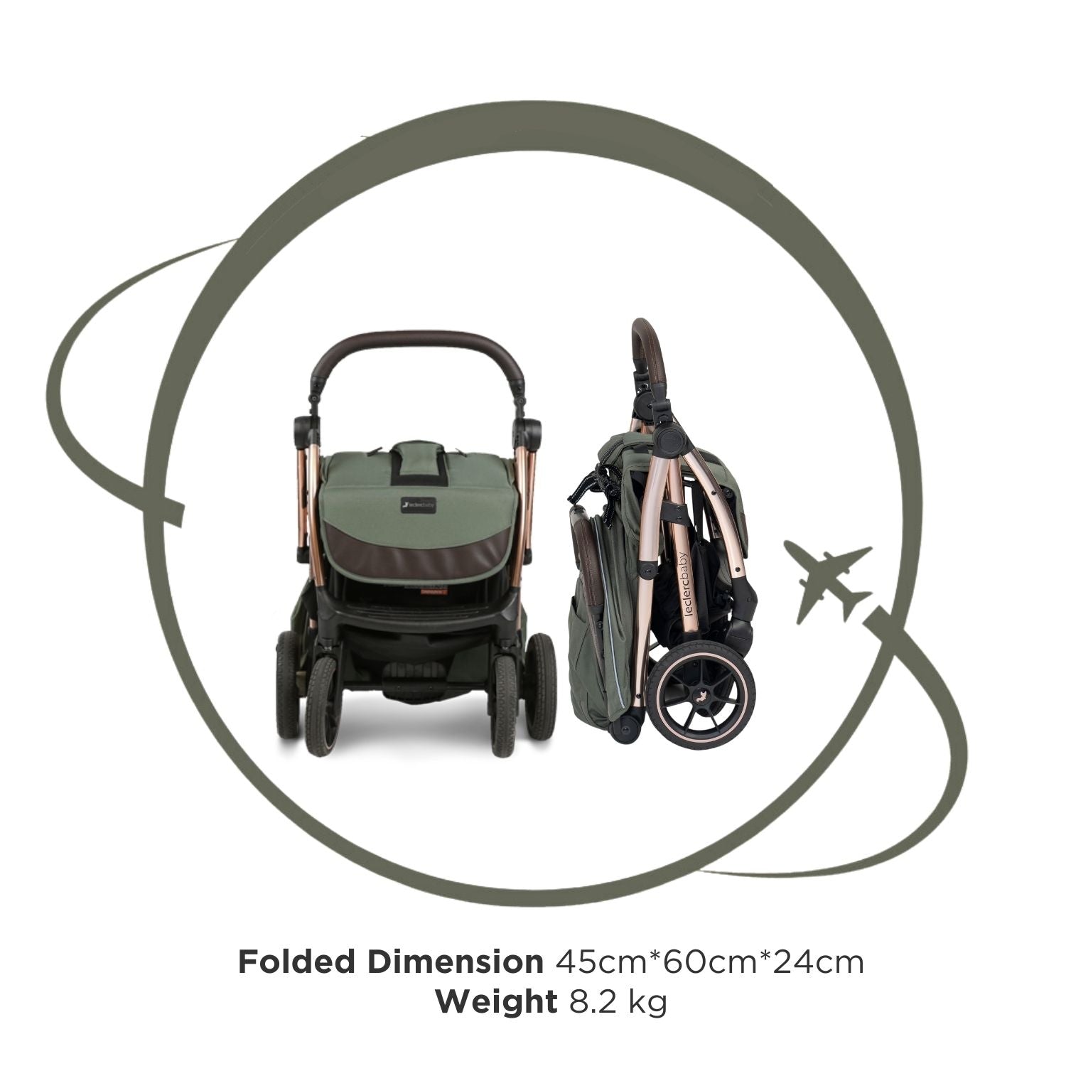 Leclerc Baby Influencer XL Stroller Army Green - LEC10010