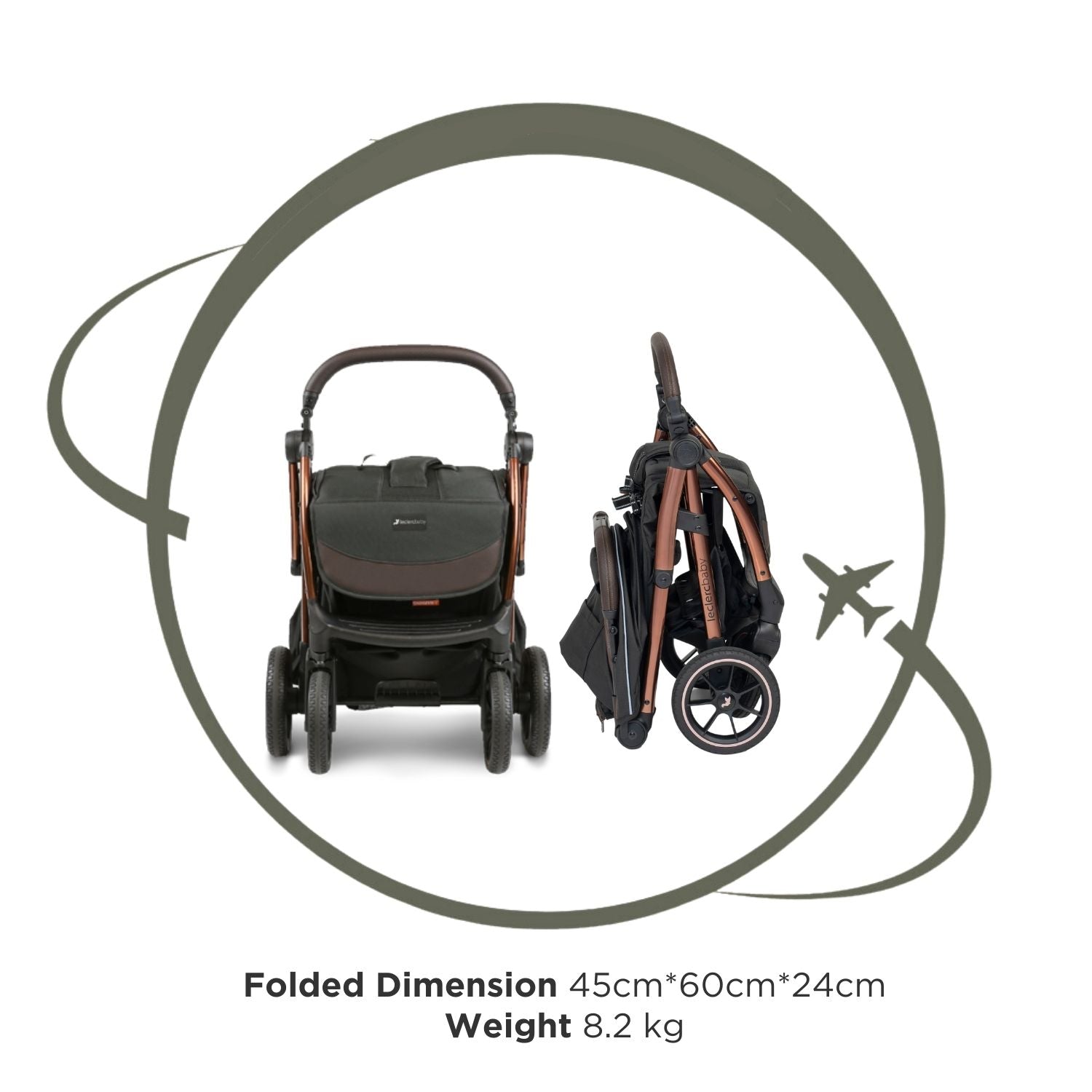 Leclerc Baby Influencer XL Stroller Black Brown - LEC10011