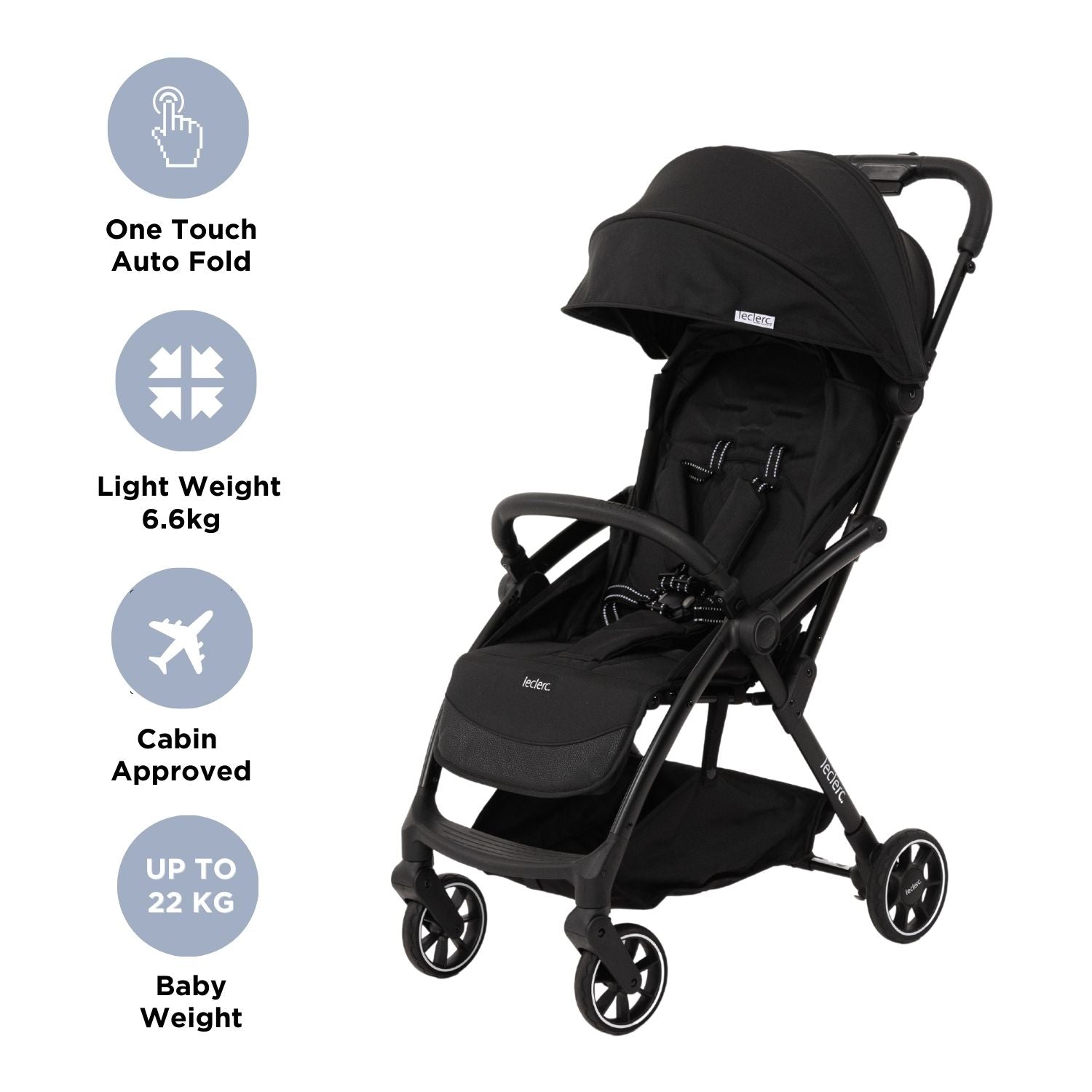 Leclerc Baby Magicfold Plus Stroller Black - LEC25970