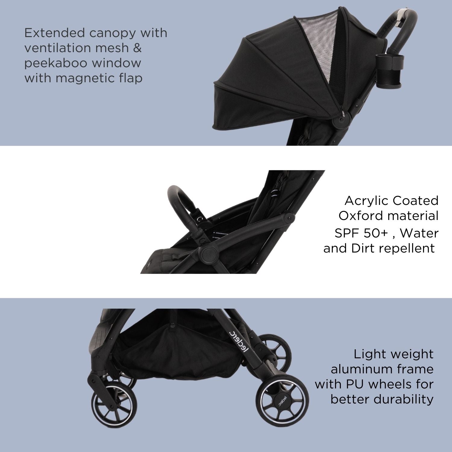 Leclerc Baby Magicfold Plus Stroller Black - LEC25970