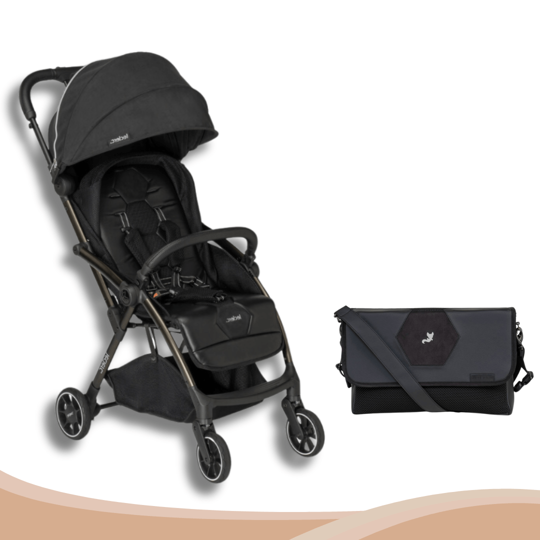 Leclercbaby Bundle Deal Hexagon Carbon Black (Stroller + Diaper Bag) - BUNHEX030