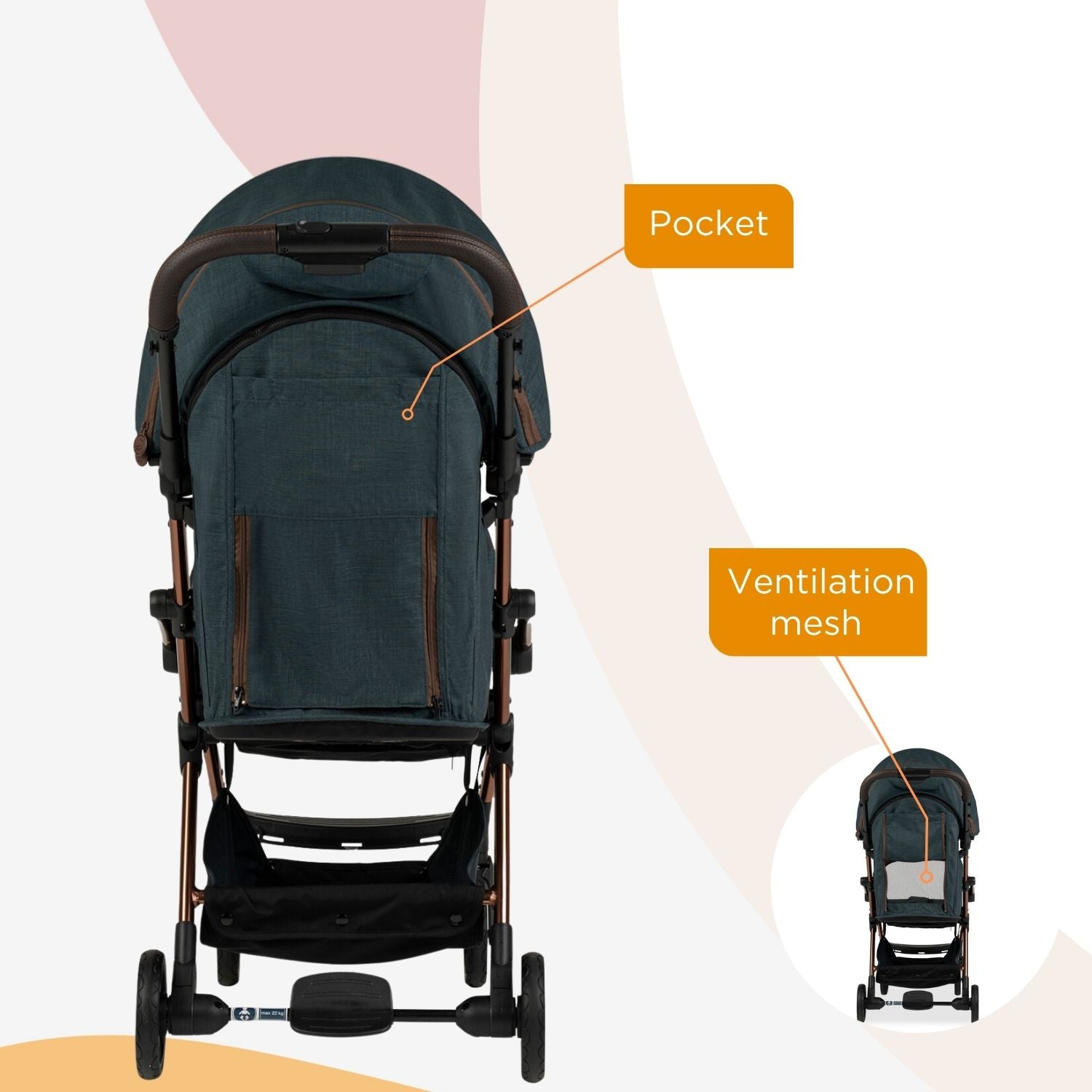 Leclercbaby Influencer Air Stroller Denim Blue - LEC20016