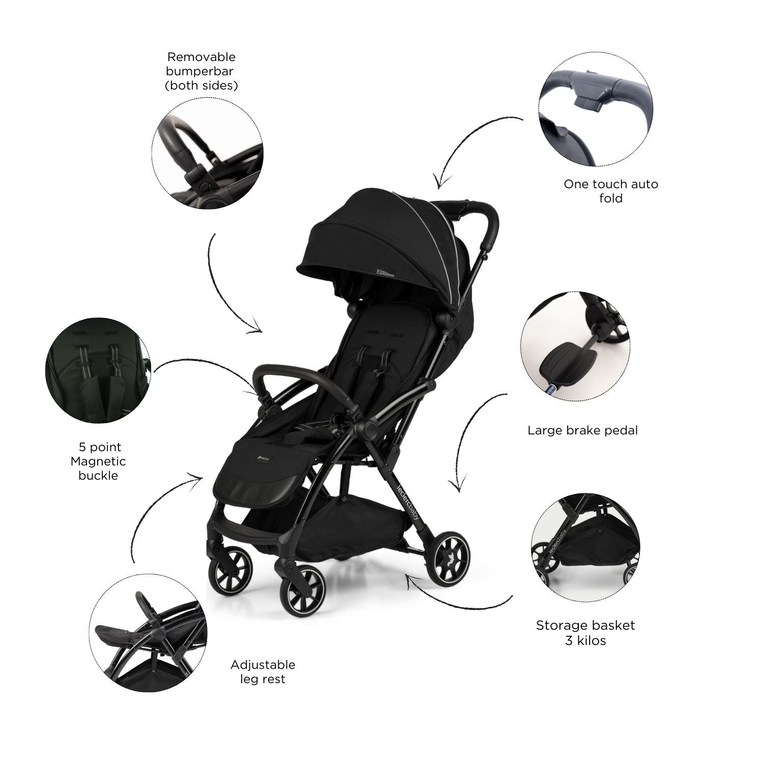 Leclercbaby Influencer Air Stroller Piano Black - LEC20018