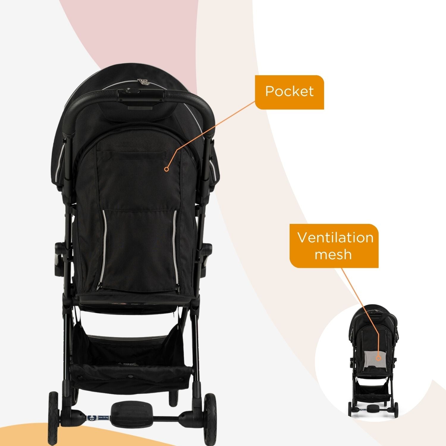 Leclercbaby Influencer Air Stroller Piano Black - LEC20018
