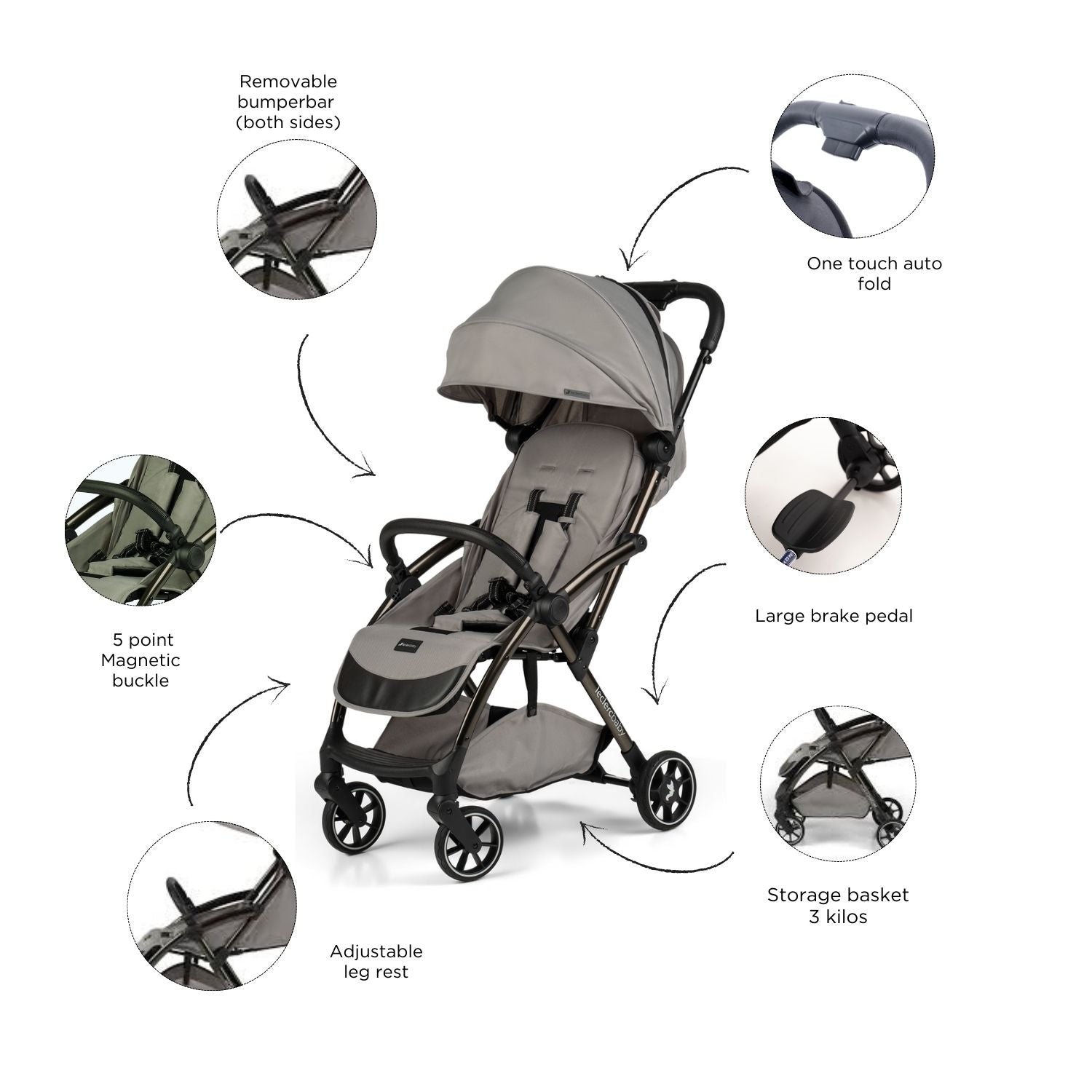 Leclercbaby Influencer Air Stroller Violet Grey - LEC20015