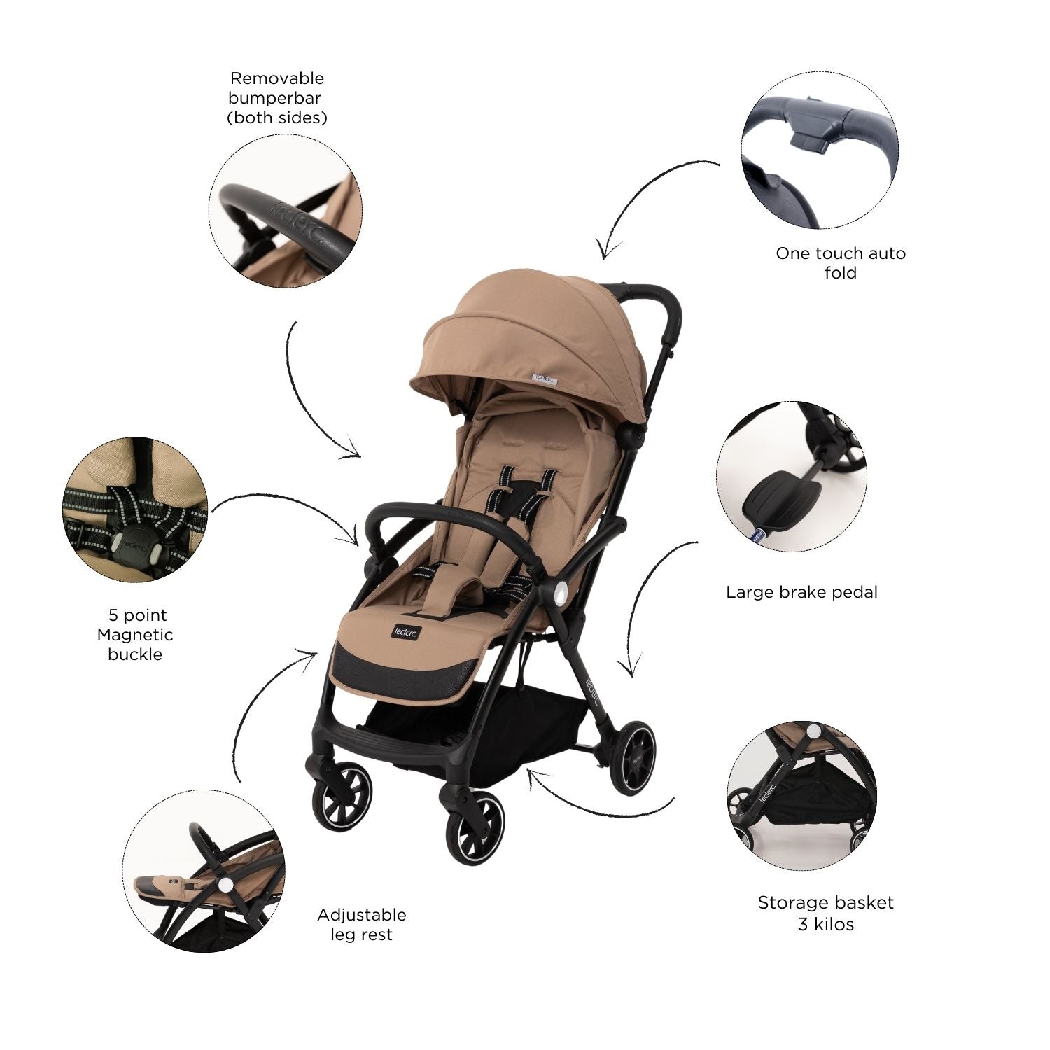 Leclercbaby Magicfold Plus Stroller Sand - LEC25973